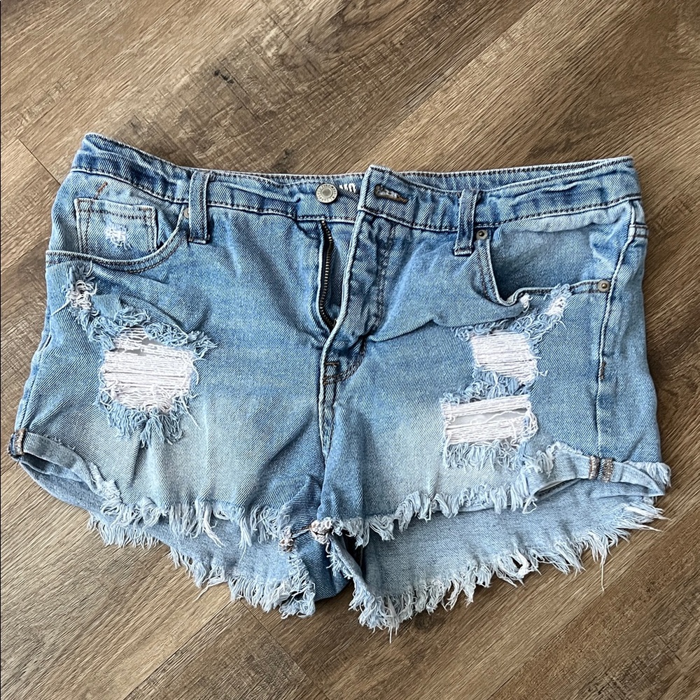 Mossimo Supply Co Blue Jean Shorts Distressed High-Waisted